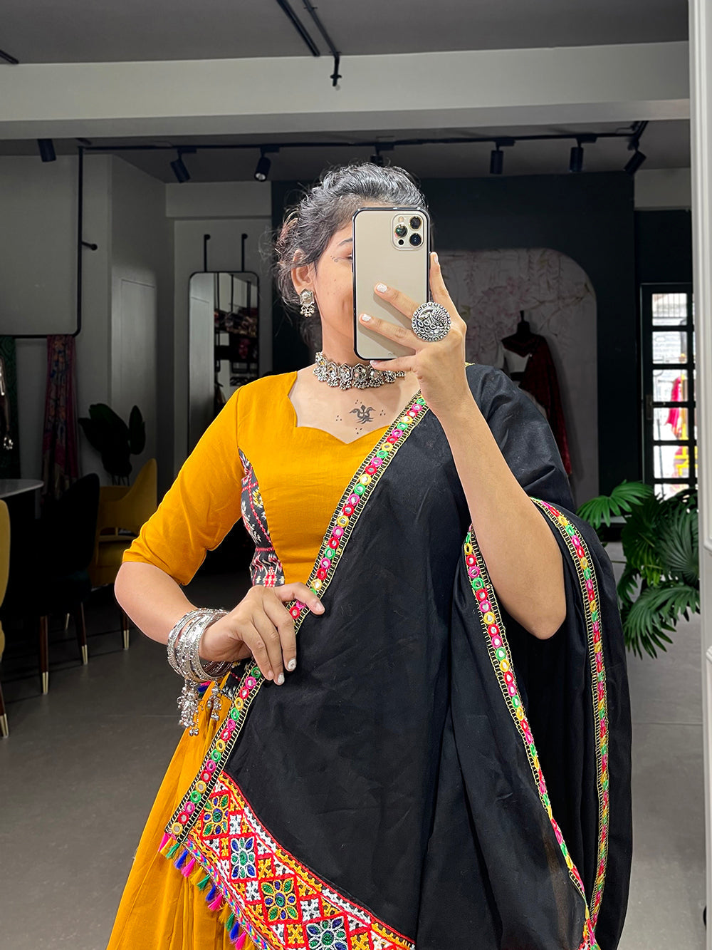 Mustard Color Gamthi Patch Work Cotton Garba Choli