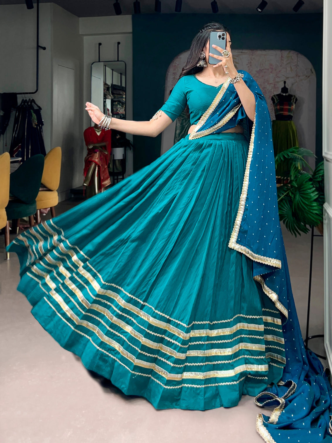 Festival wear chanderi chaniya choli