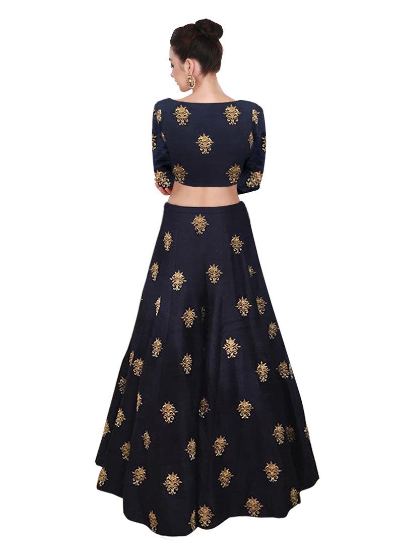 Navy Blue Color Art Silk Fabric Ethnic Wear Lehenga Choli