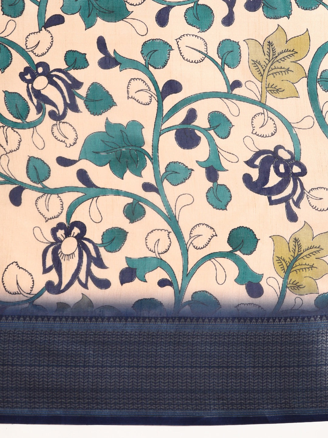Navy Blue Color Printed With Zari Border Dola Silk Saree