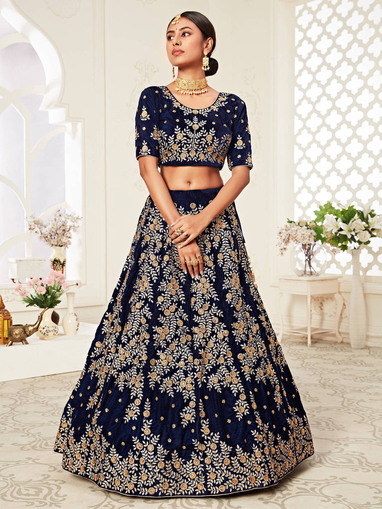 Navy blue royal bridal lehenga designs