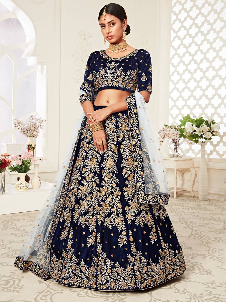 Navy blue royal bridal lehenga designs