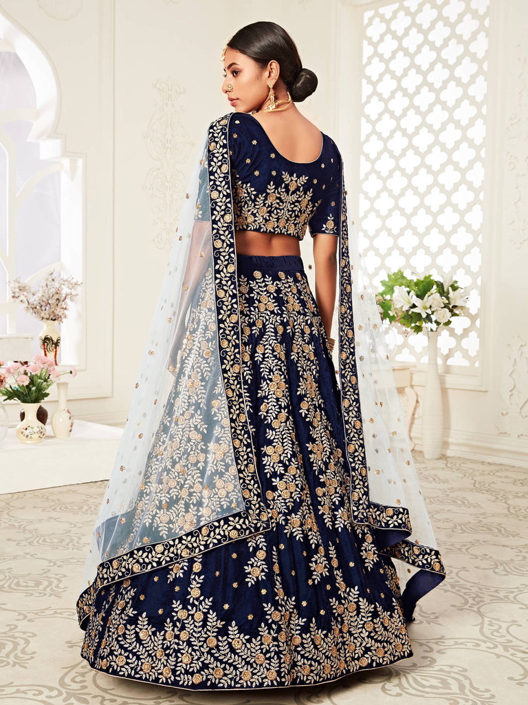 Navy blue royal bridal lehenga designs