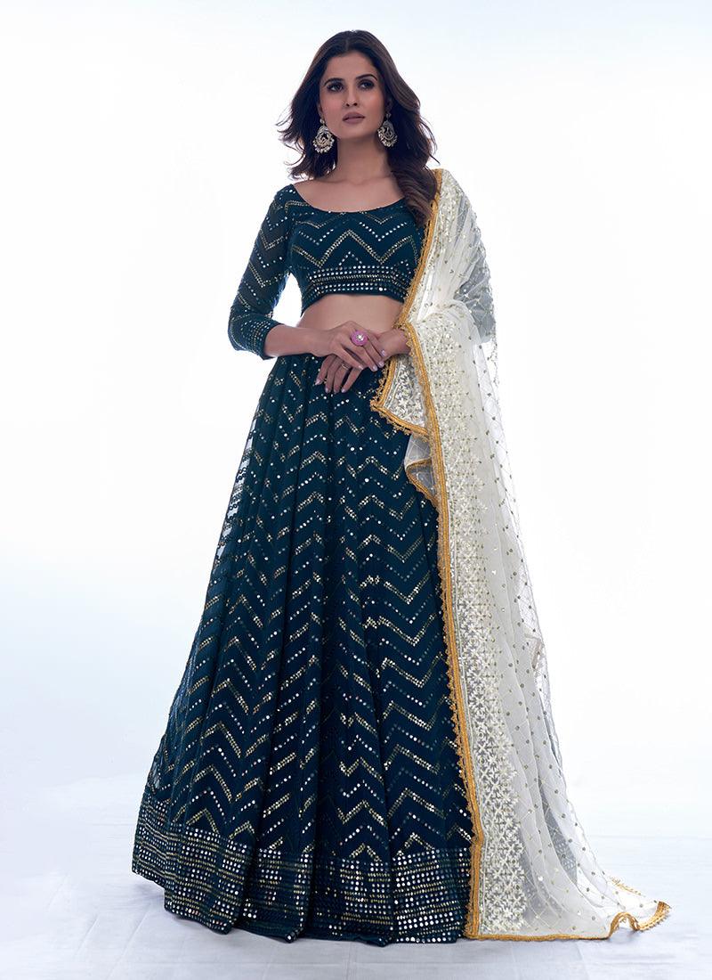 Navy Blue Sequins Work Kalidar Chaniya Choli