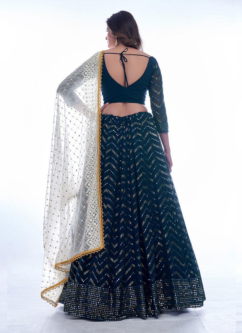 Navy Blue Sequins Work Kalidar Chaniya Choli