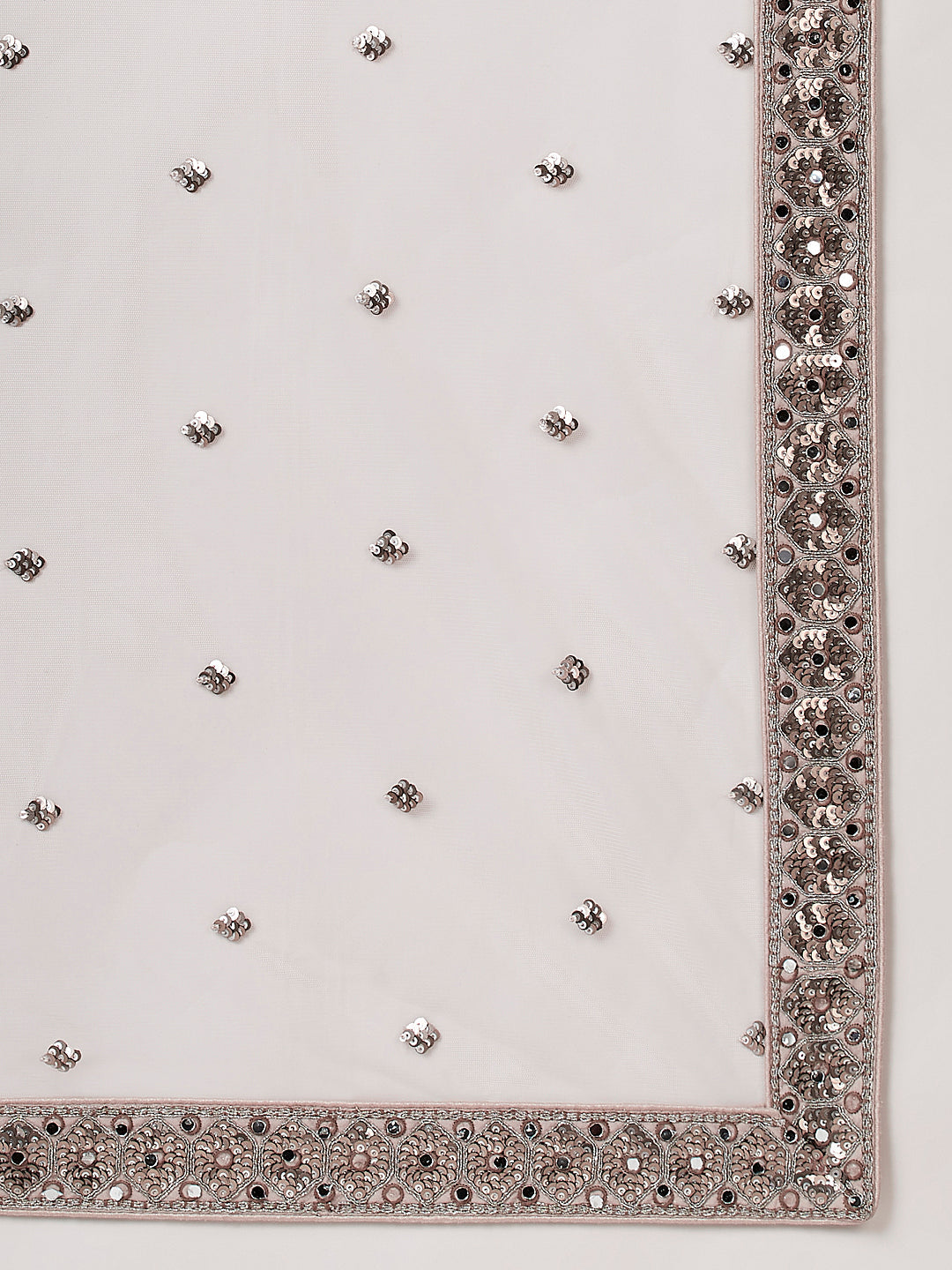 Net Mirror & Sequins Embroiderey Semi-Stitched Lehenga Choli