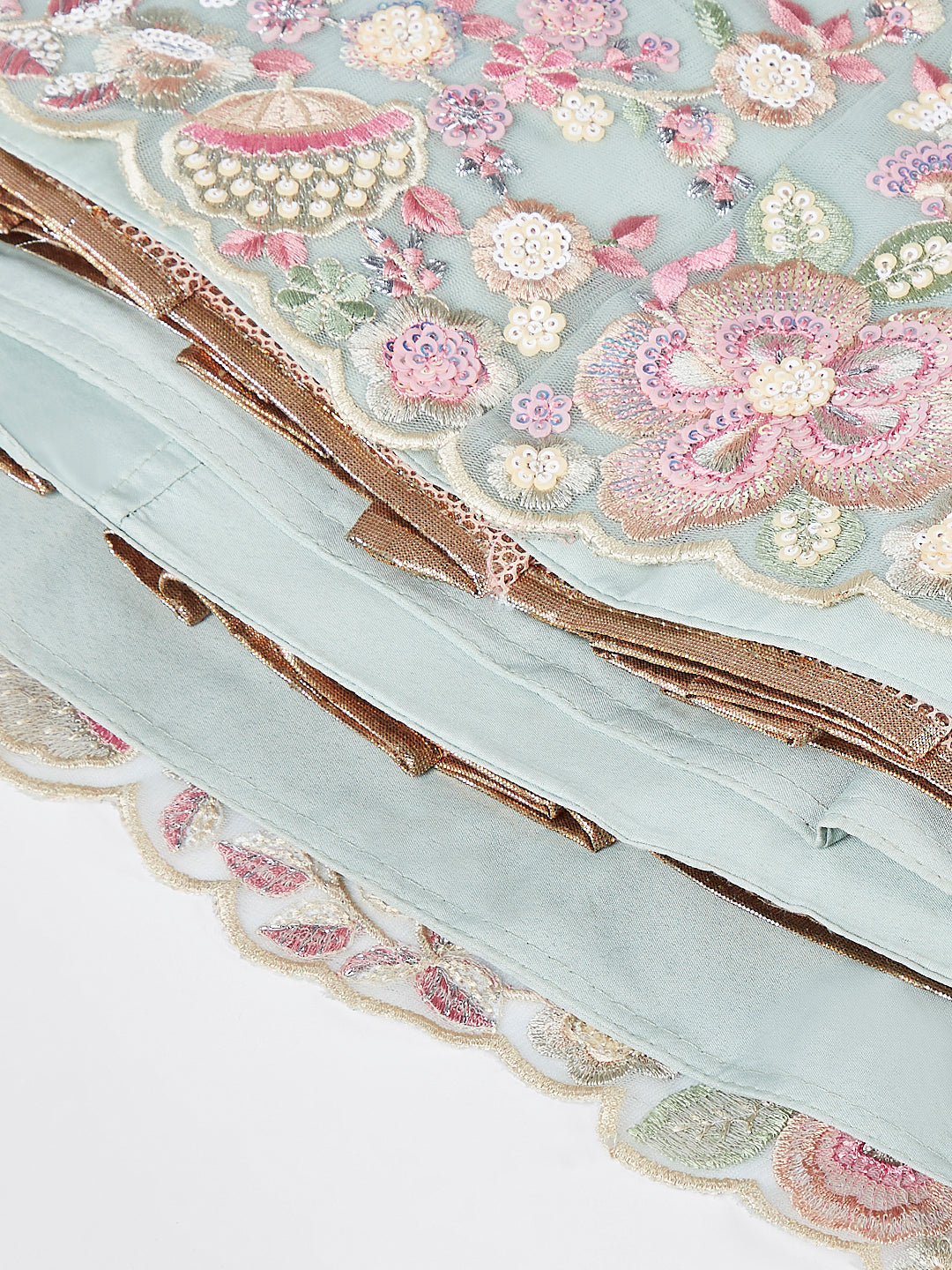 Net Sequins and thread Embroidered Semi-Stitched Lehenga Choli with Dupatta