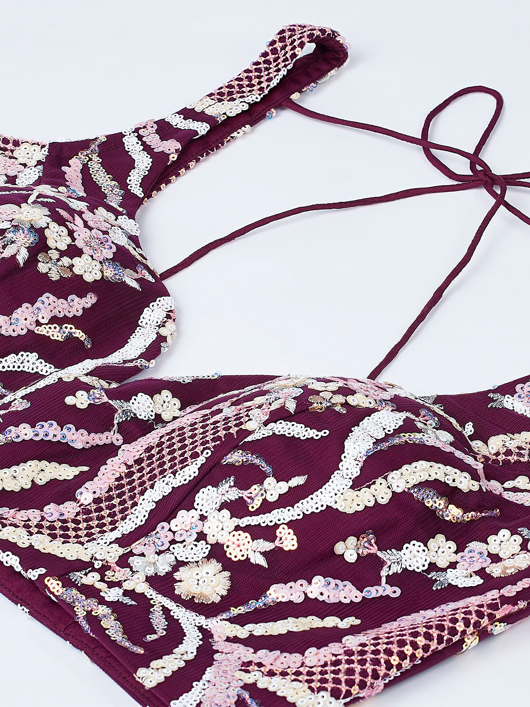Net Sequins and thread Embroidered Semi-Stitched Lehenga Choli with Dupatta