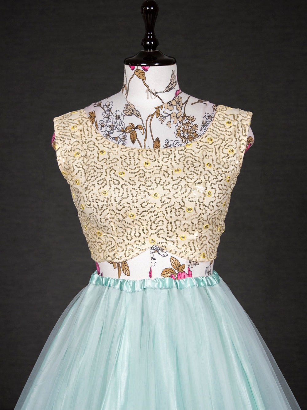 Sky Blue Color Sequins Embroidery Work Net Lehenga Choli With Dupatta