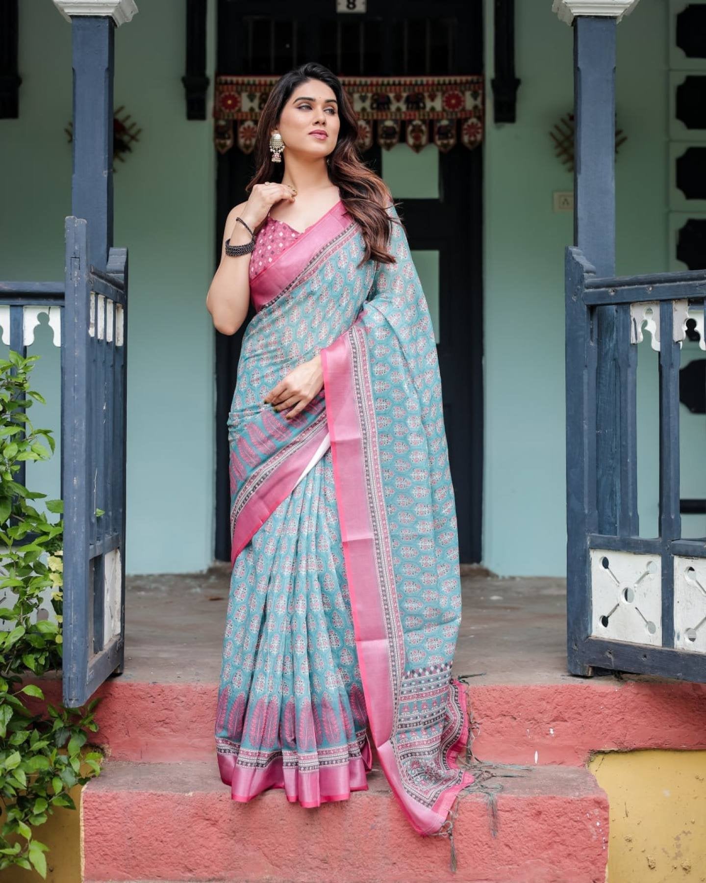 Linen Cotton Saree for Festive & Office Wear