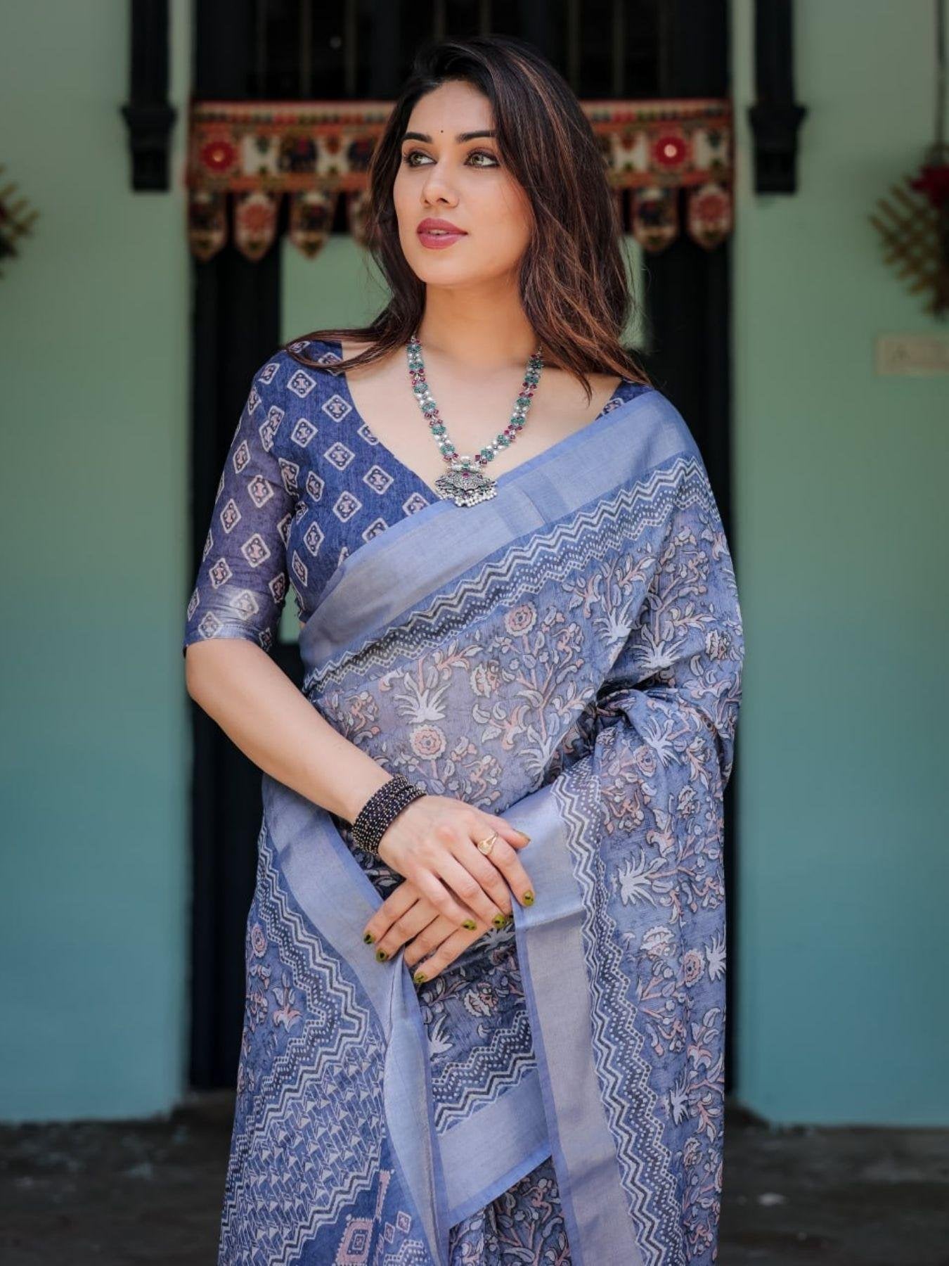 Linen Cotton Saree for Festive & Office Wear