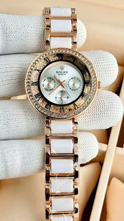 Celine White/ White Chronograph Watch