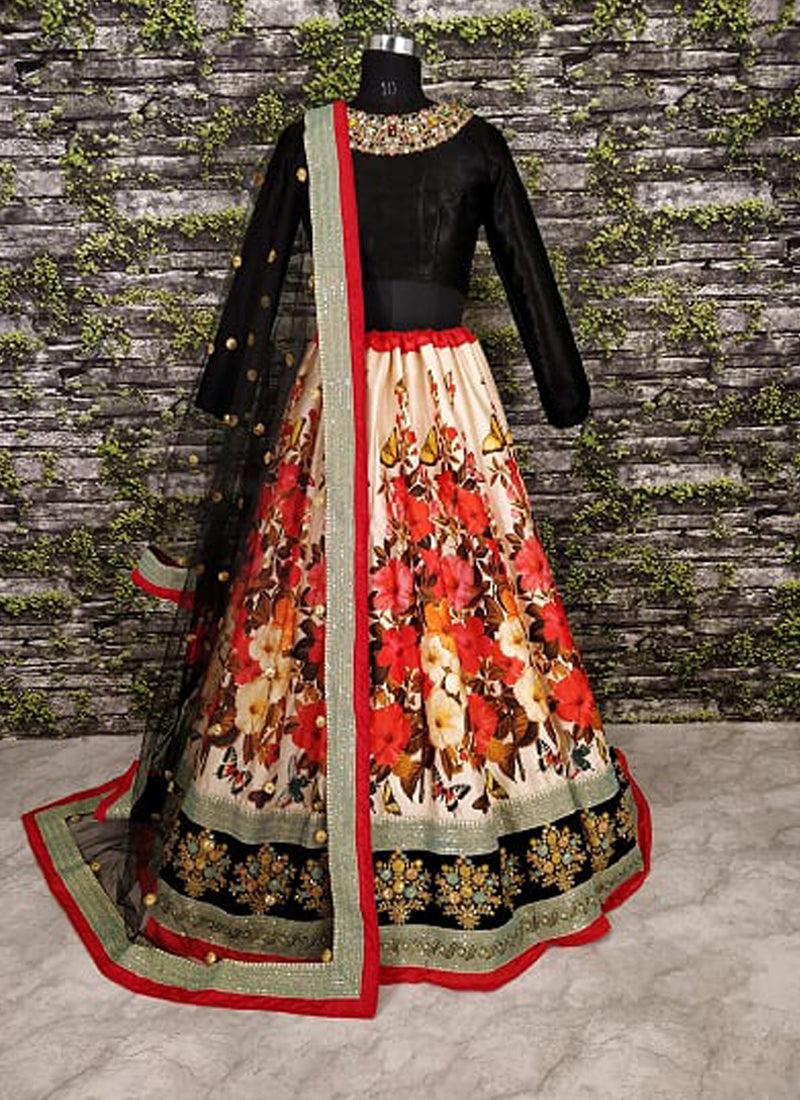 Off-White Color Art Silk Base Printed Lehenga Choli