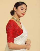 Off White Eye-Catching Bollywood Elegance: Rangoli Silk Saree with Sequined Blouse