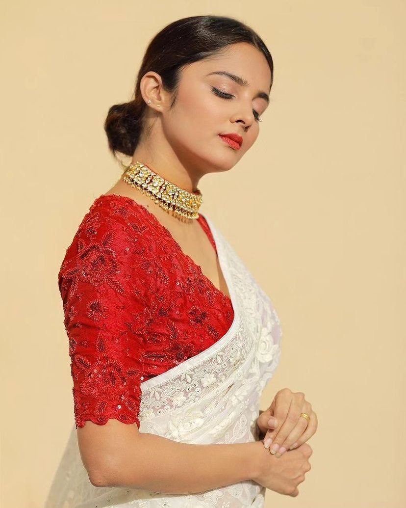 Off White Eye-Catching Bollywood Elegance: Rangoli Silk Saree with Sequined Blouse