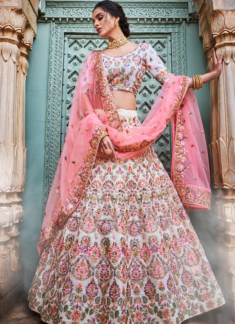 Off White Georgette Base Designer Lehenga Choli