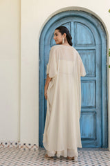 Off White Georgette Gotta Patti 3-Piece Set with Palazzo & Shrug – Fully Stitched & Ready to Wear