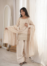 Off White Glass Silk Farshi suit