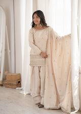 Off White Glass Silk Farshi suit