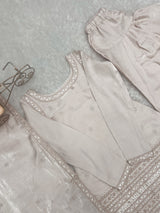 Off White Glass Silk Farshi suit
