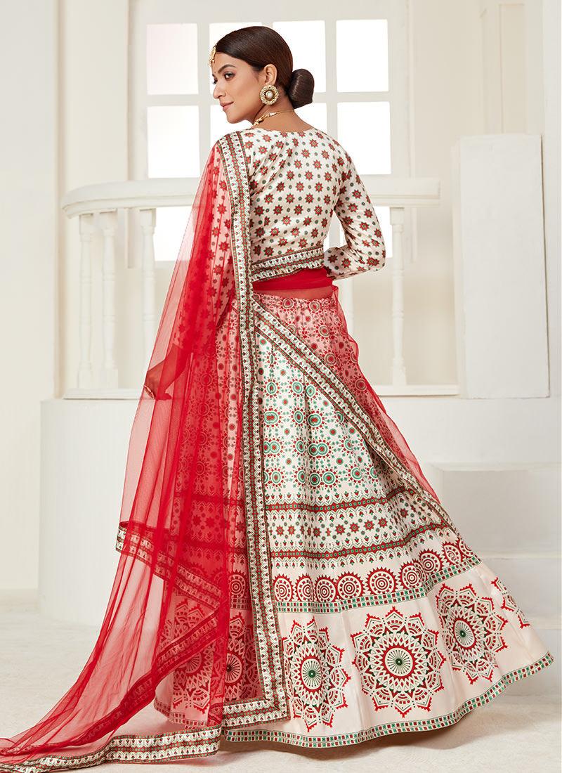 Off-White Kalidar Chaniya Choli With Dupatta