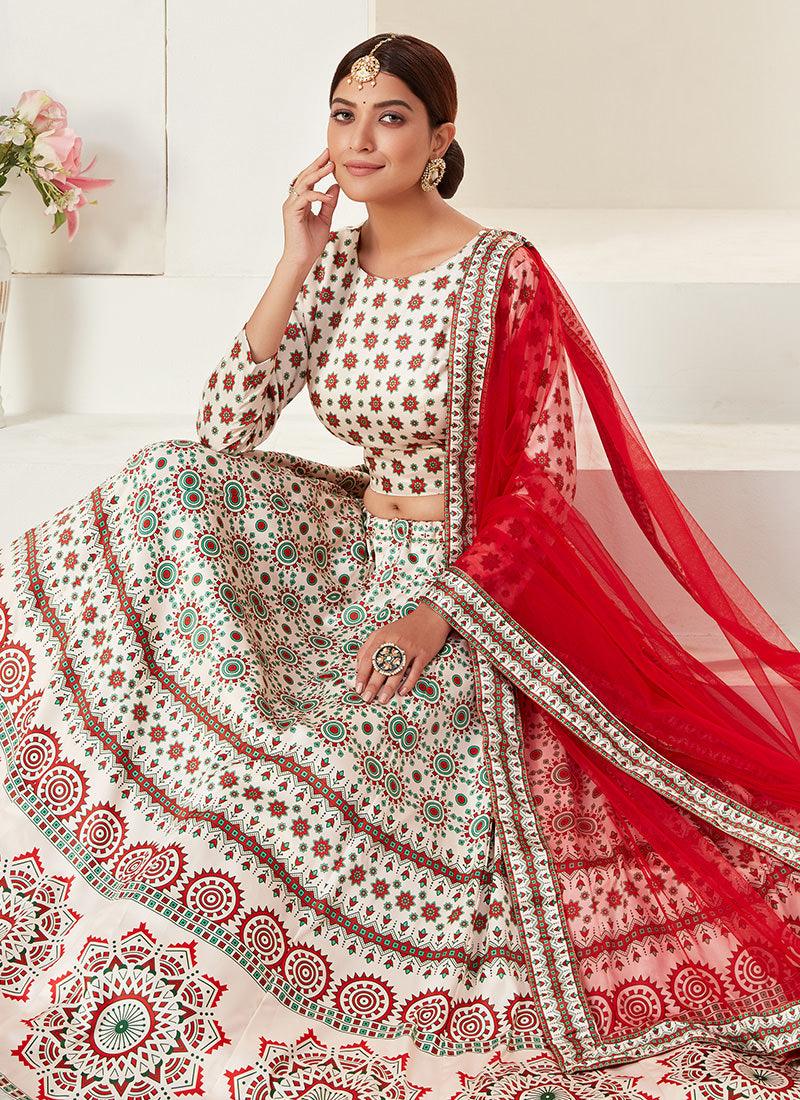 Off-White Kalidar Chaniya Choli With Dupatta