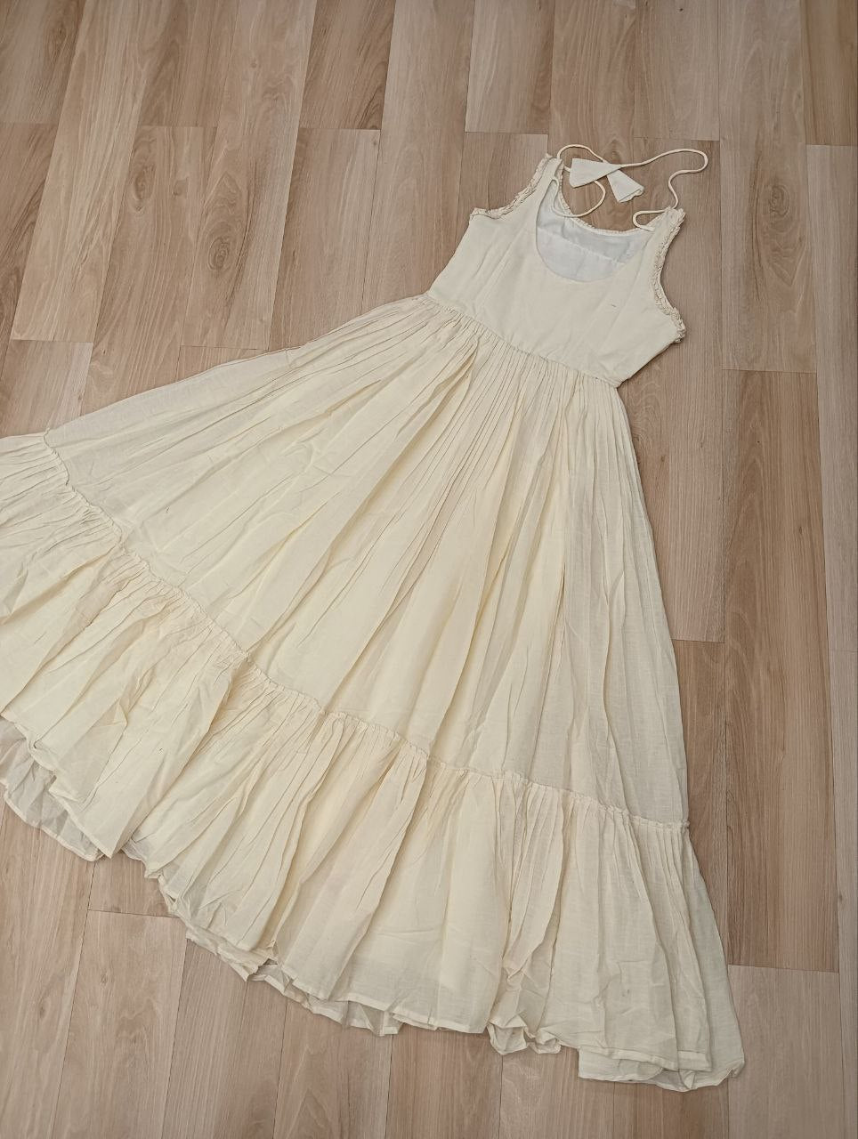 Off-White Kora Cotton Sleeveless Embroidered Gown with 8-Meter Flair