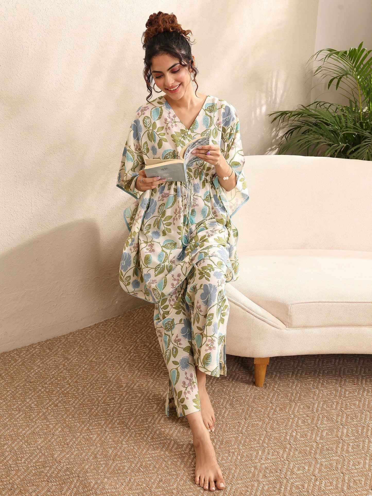Libas Off White Printed Cotton Night Suit