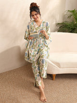 Libas Off White Printed Cotton Night Suit