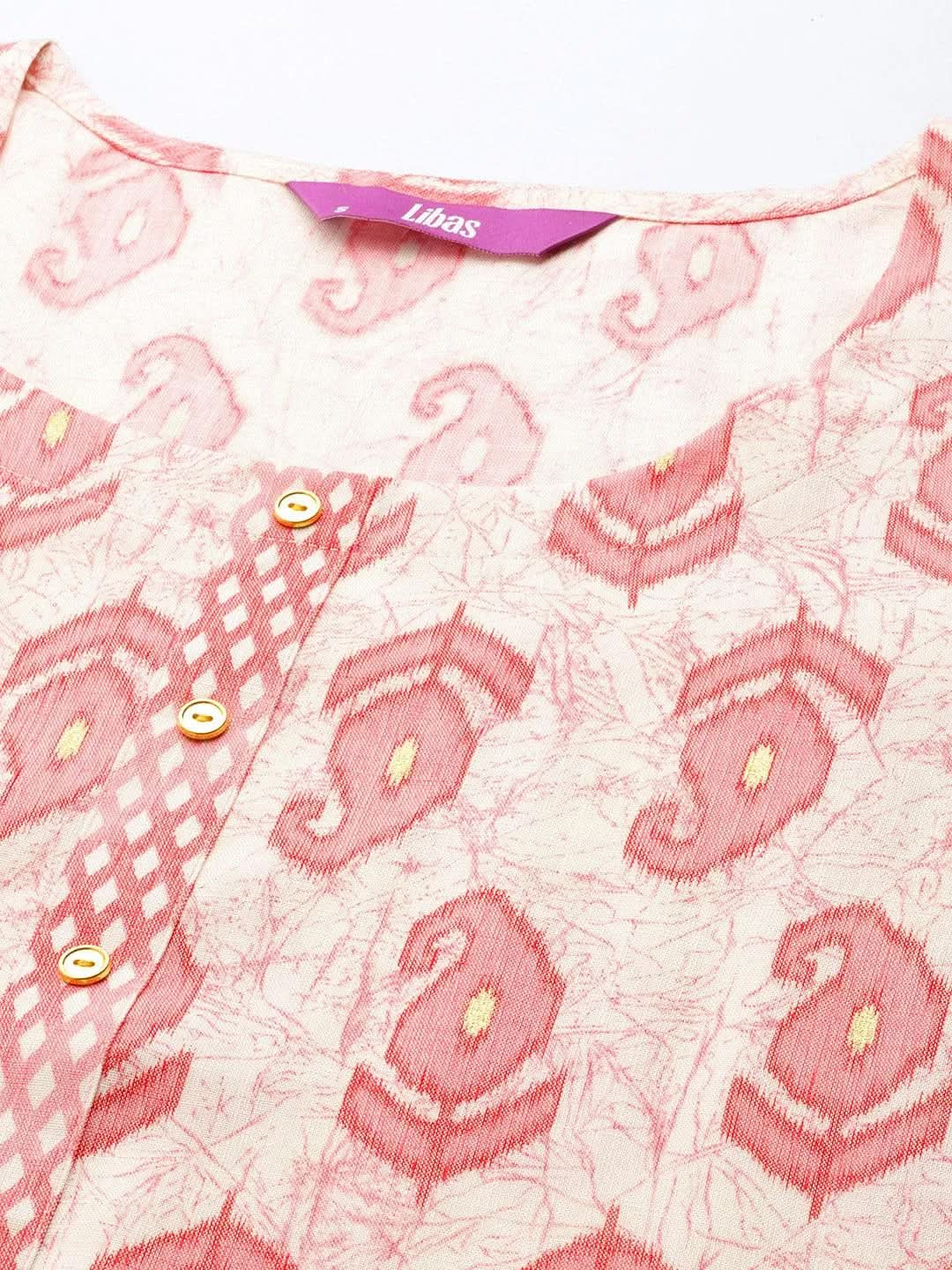 Mameraa Off-White Printed Rayon Straight Kurta With Trousers & Dupatta