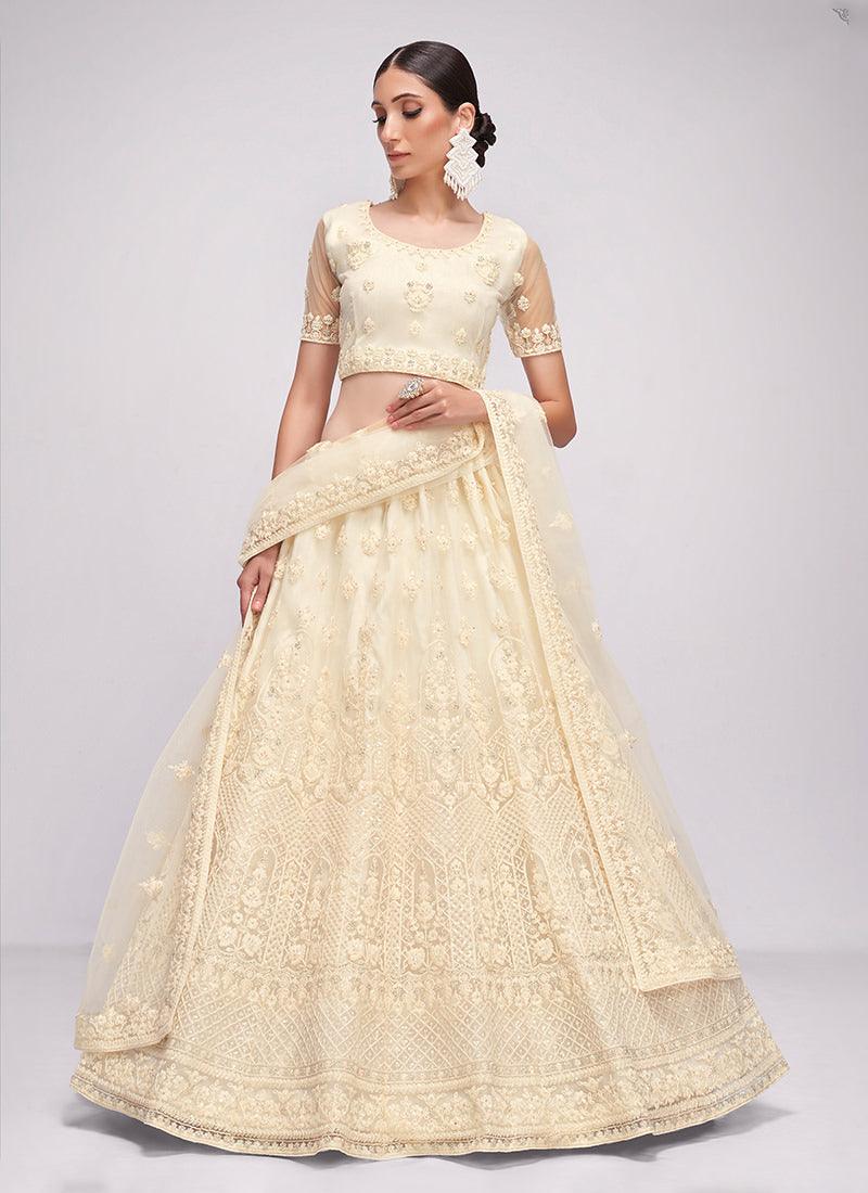 Off-White Soft Net Wedding Lehenga