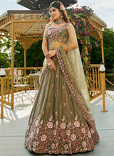 Olive Green Designer Embroidery Lehenga Choli