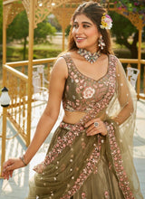 Olive Green Designer Embroidery Lehenga Choli