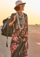 Olive Green Elegant Tussar Silk Blend Saree with Blouse Piece