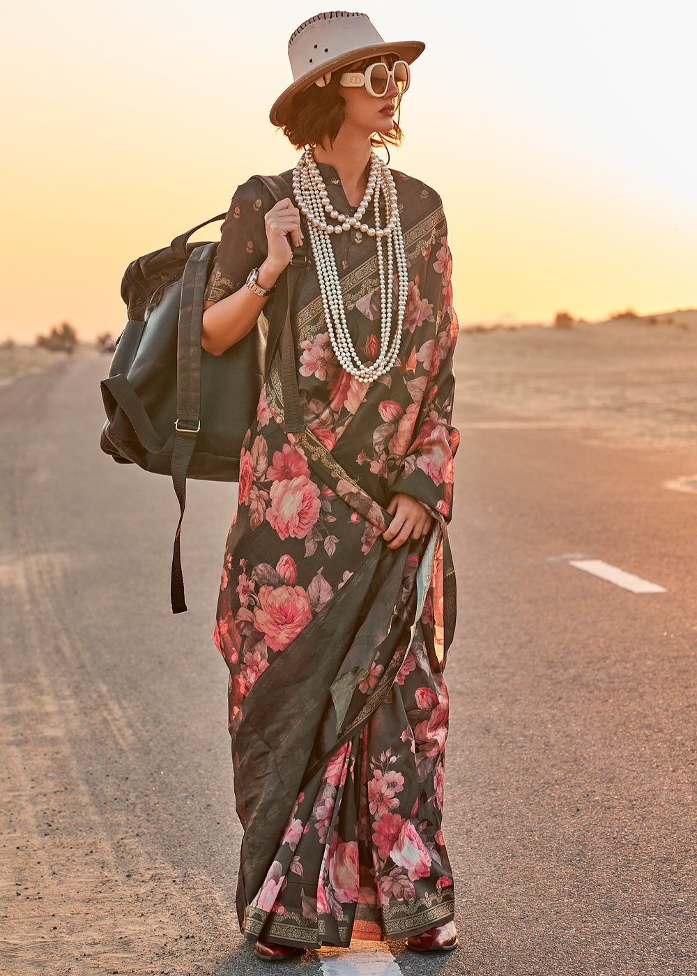 Olive Green Elegant Tussar Silk Blend Saree with Blouse Piece