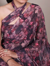 Onion Elegant Weightless Marbal Floral Print Saree with Matching Blouse – Unstitched Ensemble