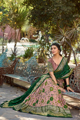 Onion Kalamkari Tussar Silk Lehenga Choli Set
