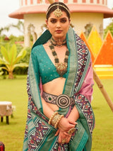 Opulent Pink Patola Print Silk Festival Wear Saree With Blouse