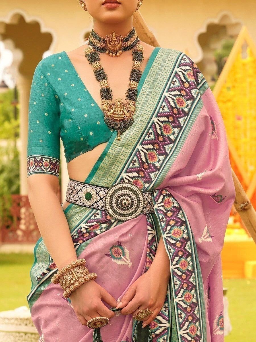 Opulent Pink Patola Print Silk Festival Wear Saree With Blouse