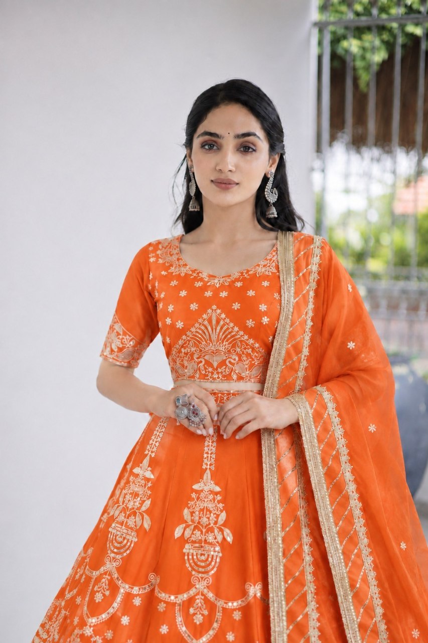 Orange Designer Lehenga Choli