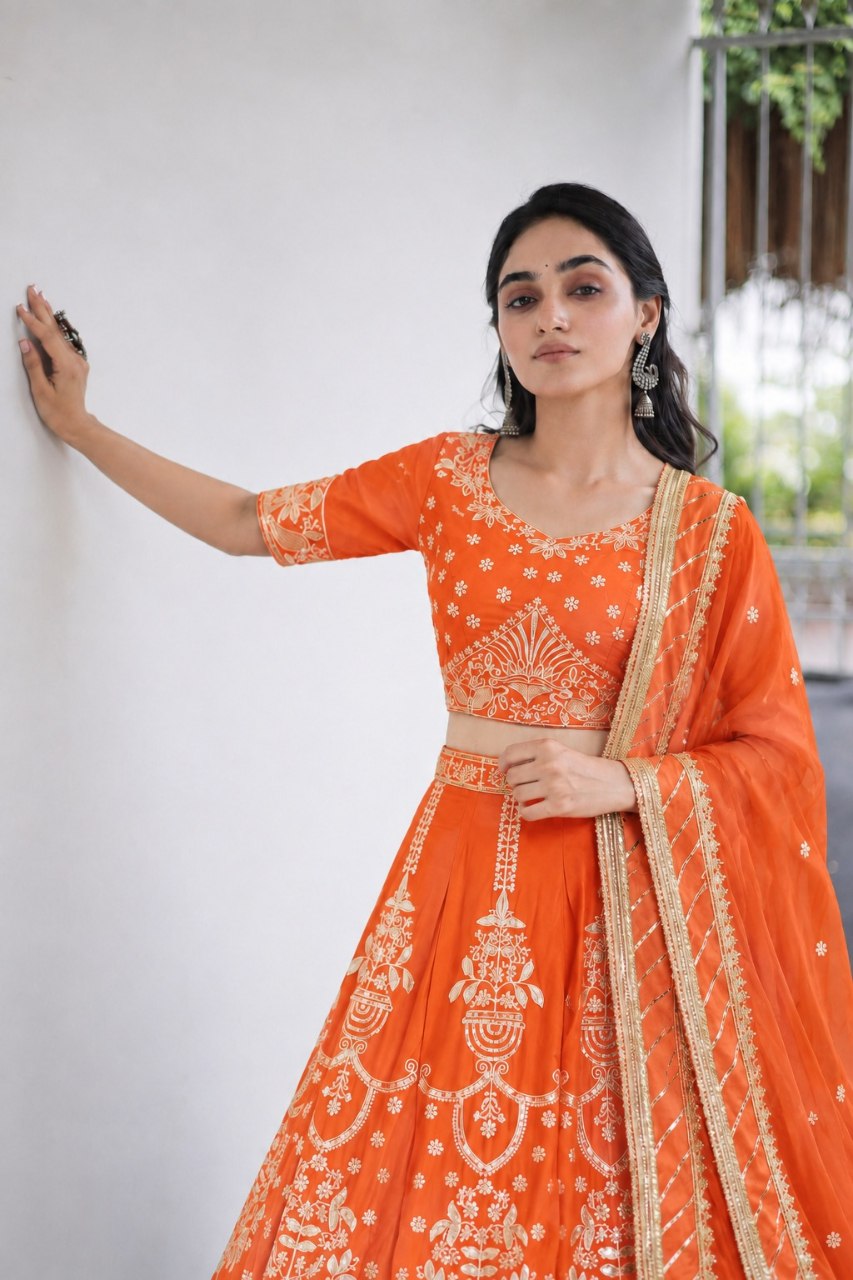 Orange Designer Lehenga Choli