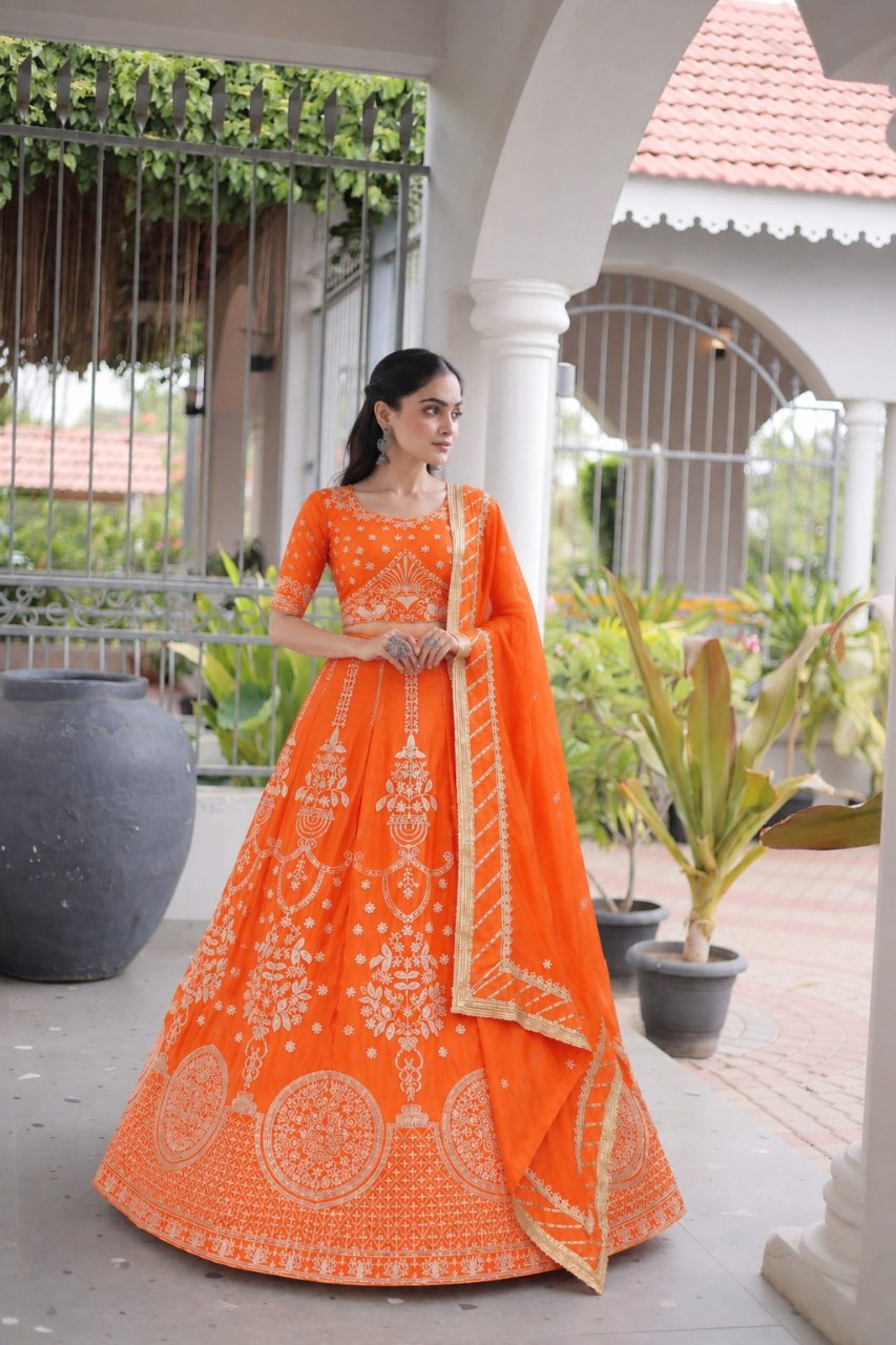 Orange Designer Lehenga Choli