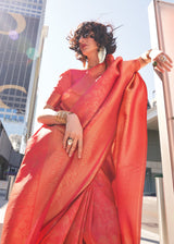 Orange Elegant Soft Banarasi Blended Silk Saree