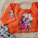 Orange Pure Silk Blouse with Antique Handcrafted Work