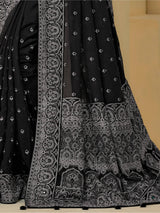 Outstanding Black Embroidered Organza Festival Wear Saree With Blouse