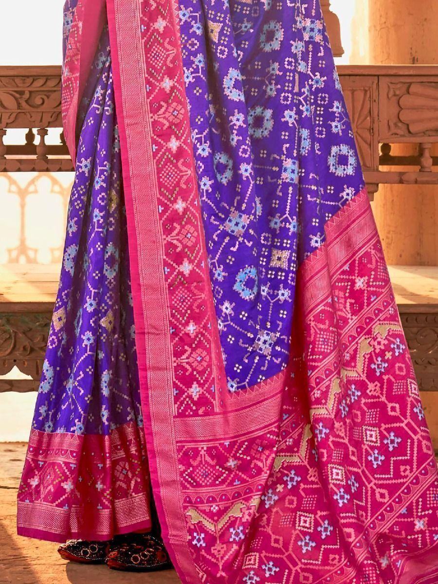 Outstanding Blue Printed Silk Festival Wear Saree With Blouse