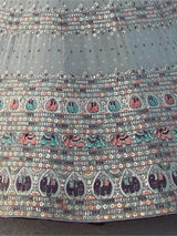 Outstanding Grey Sequins Georgette Lehenga Choli With Dupatta