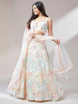 Outstanding Off-White Sequins Net Lehenga Choli With Dupatta