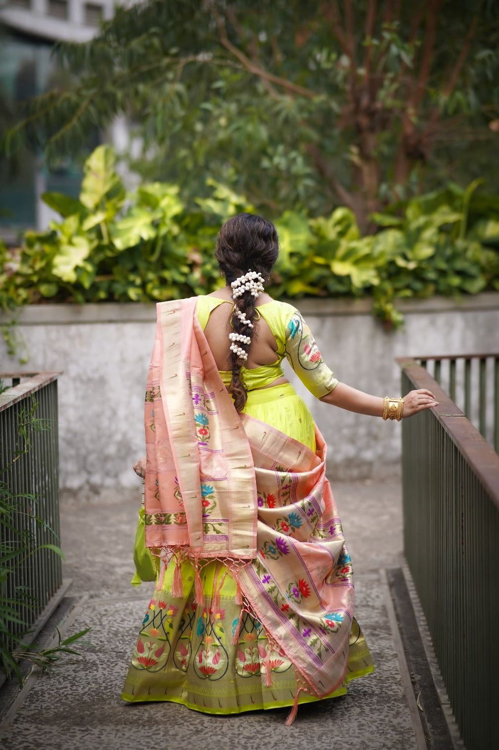 Stunning Parrot Green Paithani Lehenga Choli - Embrace Tradition in Style