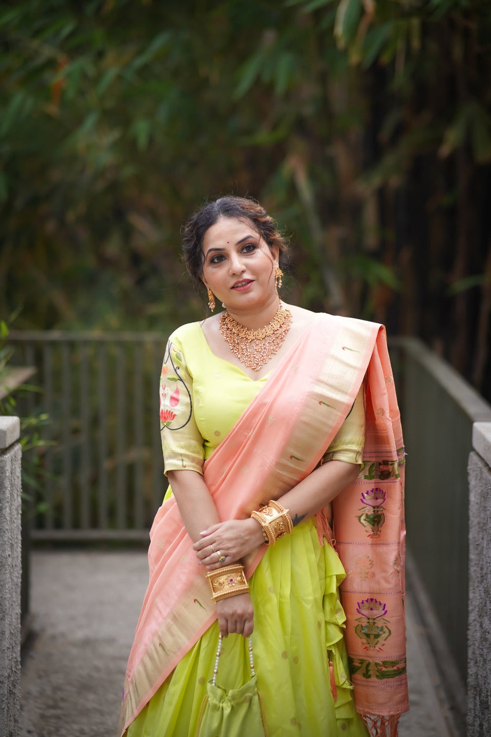 Stunning Parrot Green Paithani Lehenga Choli - Embrace Tradition in Style